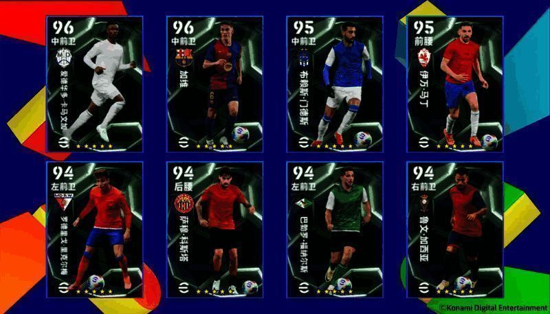 西班牙联赛中场之星精选球员集体展示,背景为西甲球场夜景