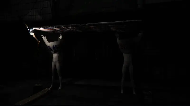 两元店门口塑料小人影子动态画面