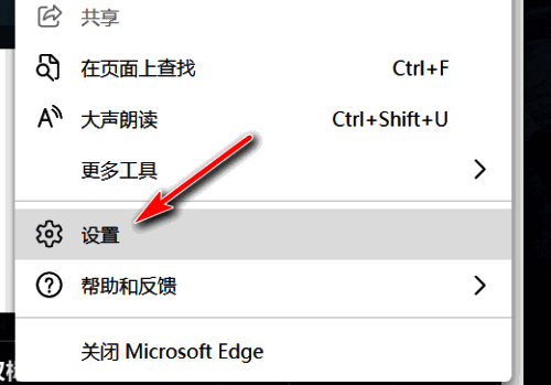 弹出菜单中的设置选项图