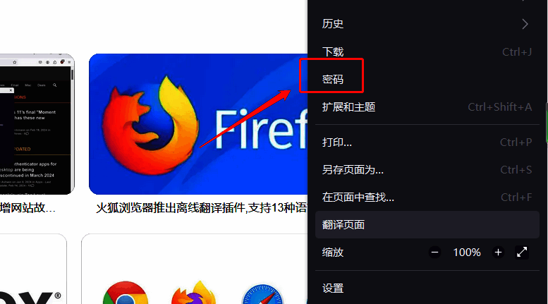 点击密码选项图示