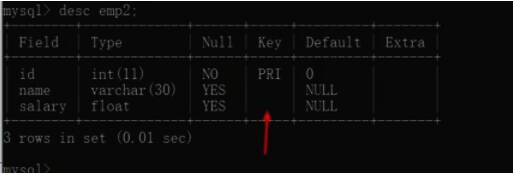 查看表主键约束详细信息示例图