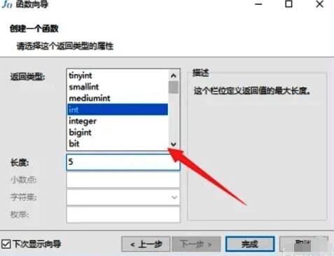 Navicat指定函数返回类型及参数页面图片
