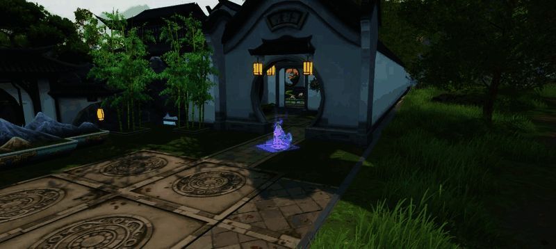 《天下》手游中铁丶铁少侠家园里空旷宁静院落的风景图