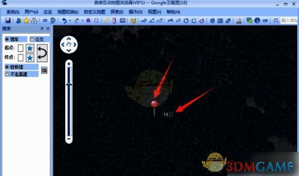 已显示地名的地图界面截图