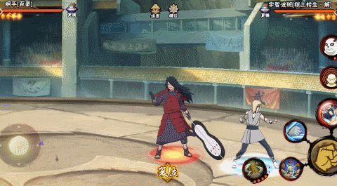 纲手使用百豪之术和怪力战斗的画面