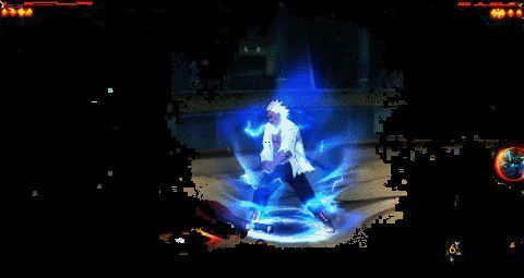 忍战艾在雷遁查克拉模式下战斗的画面