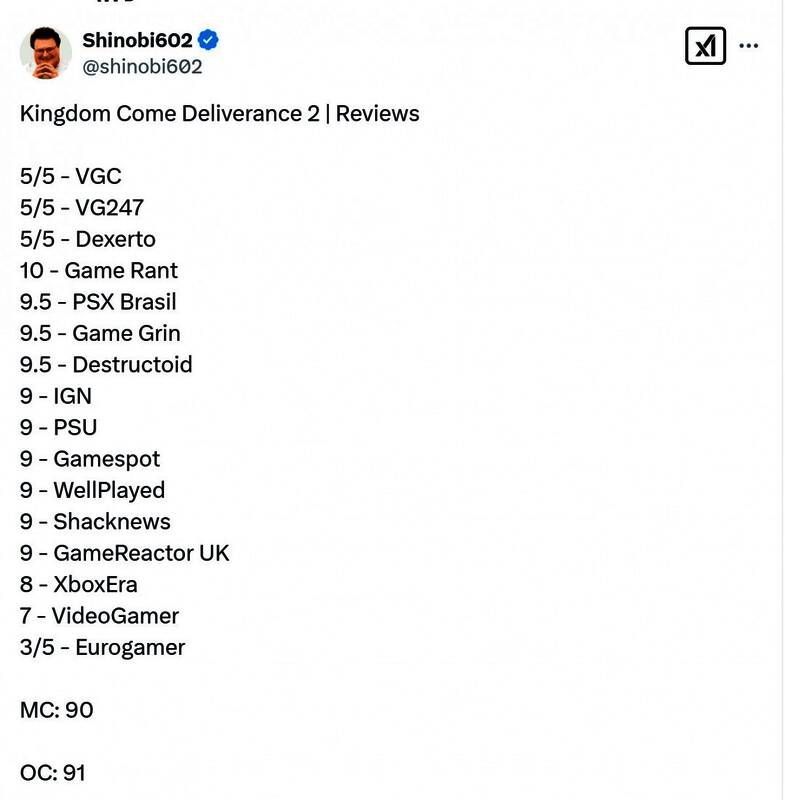 《天国：拯救2》其他媒体评分图片