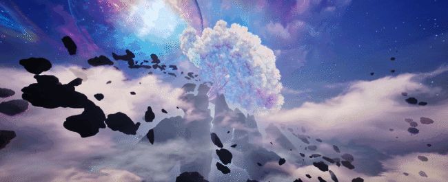 异变后的九黎城,城墙破碎,天空七彩光芒