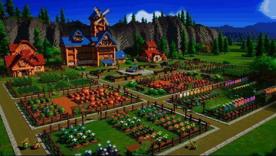 田园耕种劳作的场景图