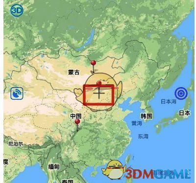 奥维互动地图移动十字符号到标记地点界面图