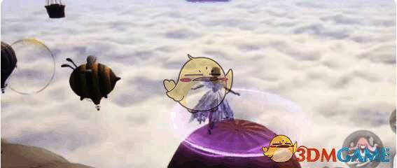 借助热气球上升并来到上方平台画面