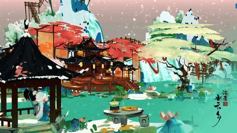 《淡墨水云乡》江南雪景画面