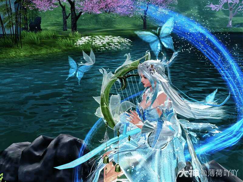 竖琴背饰自定义后的游戏角色展示图1