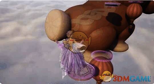 借助小气球跳到高处平台的画面