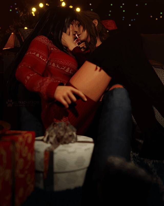 《最终幻想7》蒂法和爱丽丝3D圣诞图