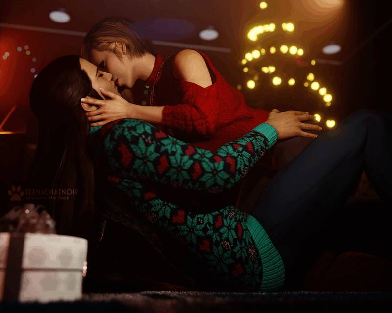 《最终幻想7》蒂法和爱丽丝3D圣诞图