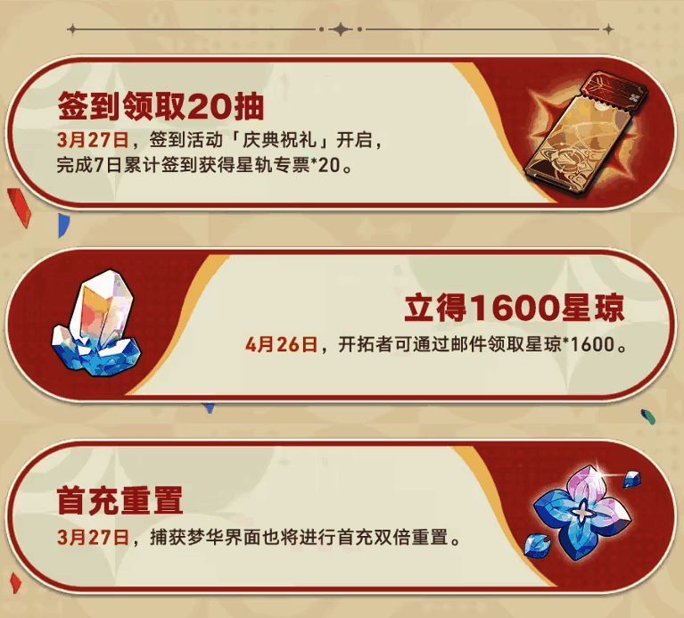 《崩坏：星穹铁道》周年庆活动相关画面