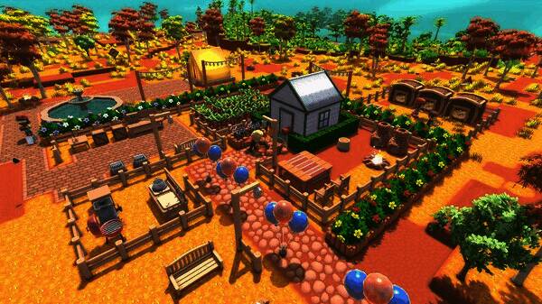 金垦小镇Dinkum中玩家乘坐飞艇前往荒岛的画面