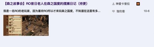 RO老玩家在森之国度摆摊场景图