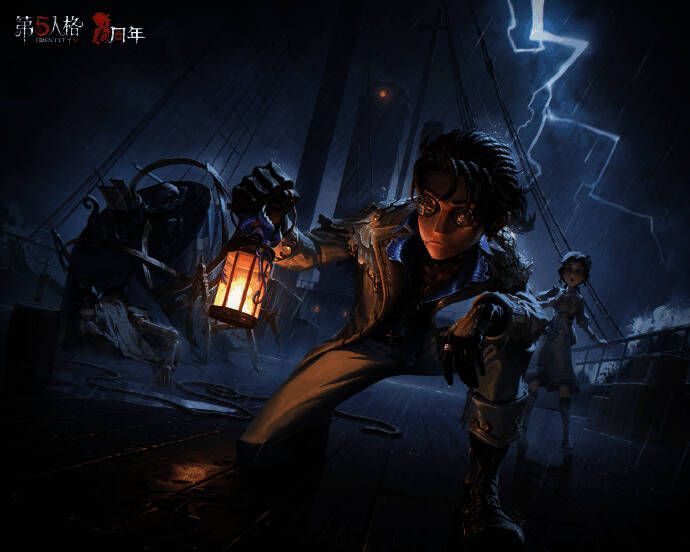 《第五人格》周年庆主题时装海报，佣兵、医生和蜘蛛形象