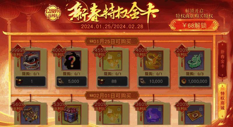 新春特权商城商品展示画面(开发中)