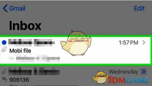 点击包含MOBI文件的消息界面
