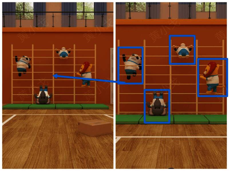 攀爬架上动物位置图