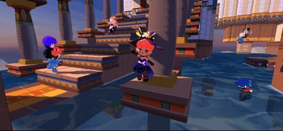 玩家在《泡泡先锋》探险地图中协作画面