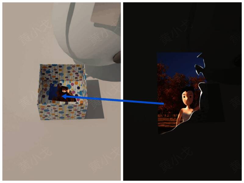 打开盒子获得照片碎片的画面