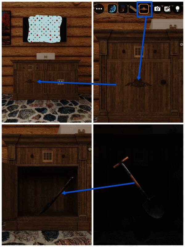 柜子左侧柜门及金色饰品操作画面