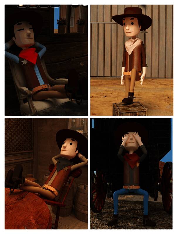 四位治安官及风滚草场景箱子图