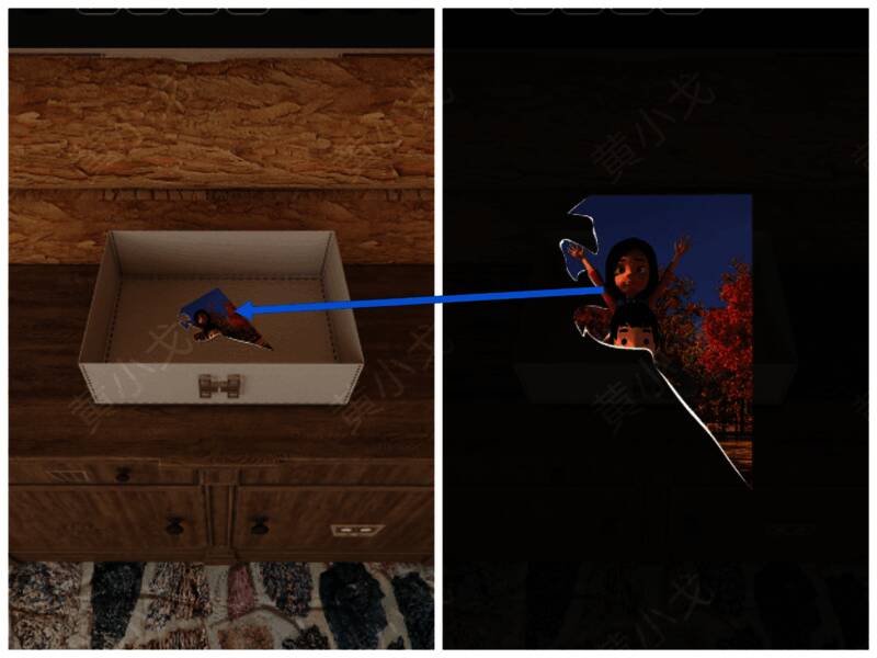 打开箱子获得照片碎片画面