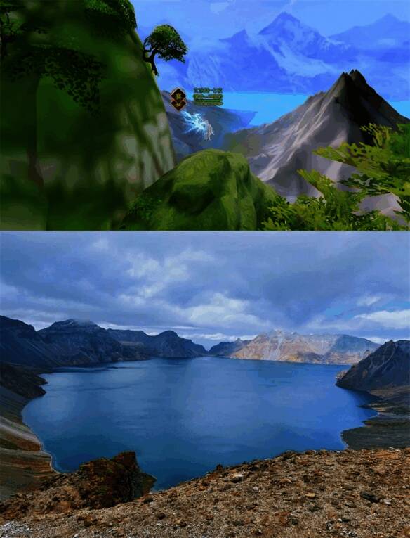 现实中长白山天池照片