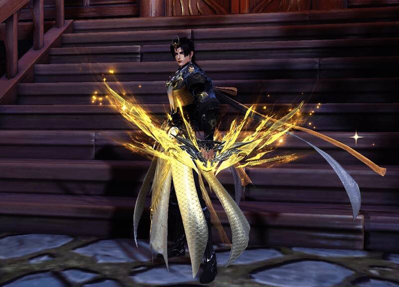 翎羽派少侠手持新拓本弓形象图