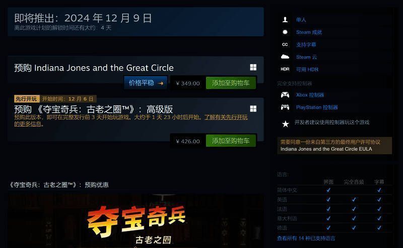 《夺宝奇兵：古老之圈》Steam国区价格展示图