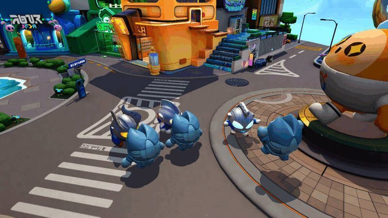 蛋仔岛特摄现场，奥特曼与巴尔坦星人战斗场景