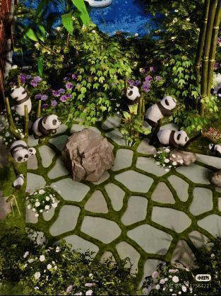 游戏内搭建的大熊猫生态乐园图