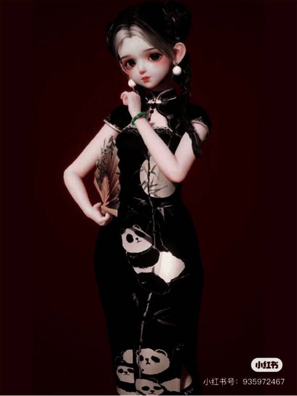 图11.jpg 《以闪亮之名》中绘制熊猫图案的旗袍