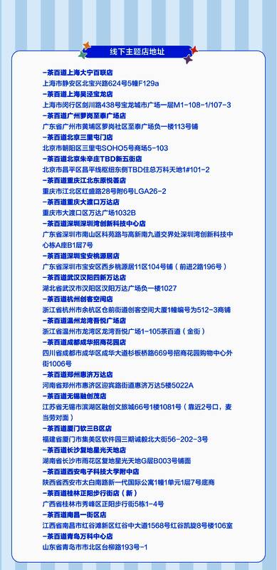《未定事件簿》与茶百道联动城市分布示意
