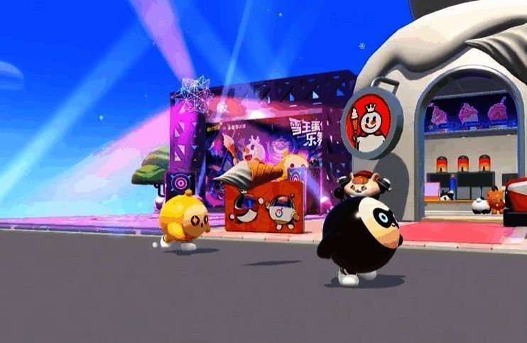 蛋仔与雪王组成小火车游玩图