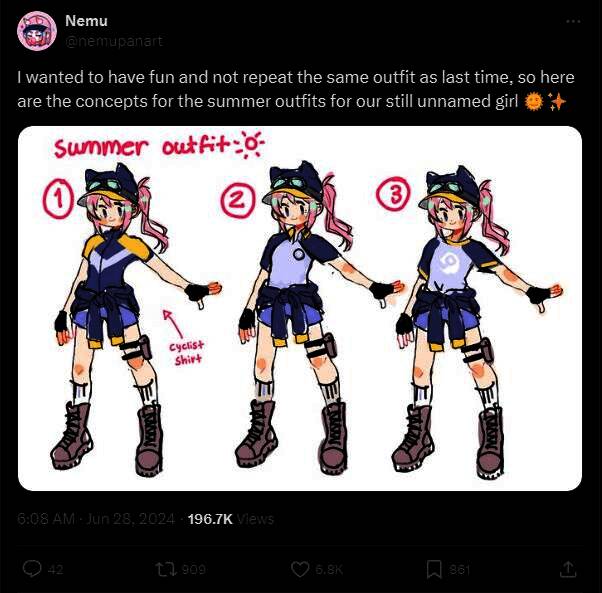 Memu推文表示未给角色定名