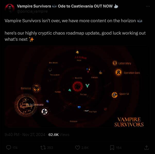 《吸血鬼幸存者》路线图展示画面