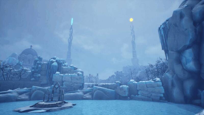 角色技能展示界面，多种魔法与武器组合呈现在半透明面板上