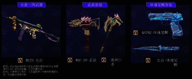 CF手游赏金令S3赛季奖励武器展示，包含三国主题套装武器