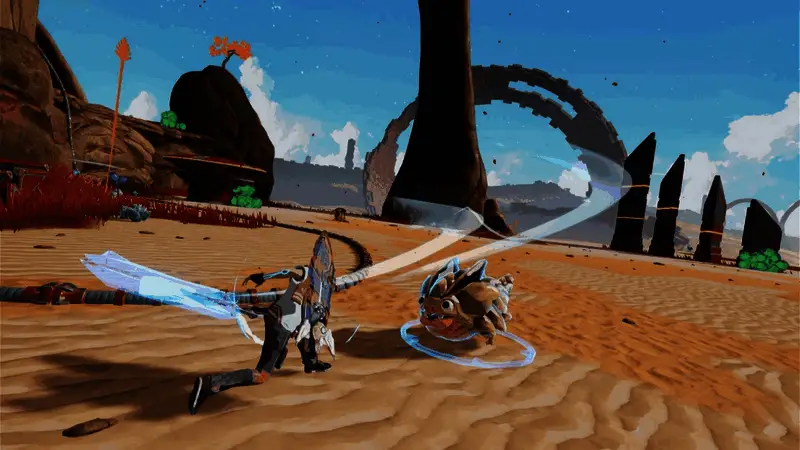 游戏角色与巨大外星生物展开激烈战斗,周围是绚丽的技能特效与爆炸效果