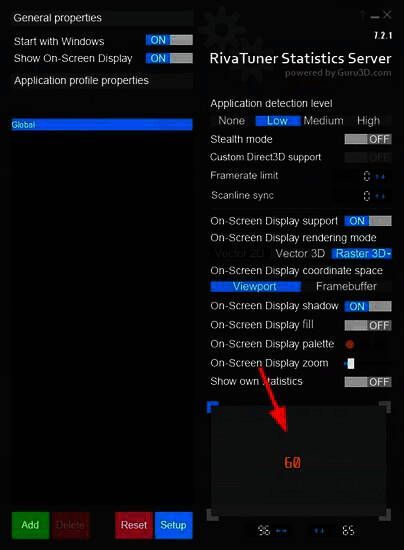 帧率显示位置调整界面示意图,标有可拖动操作提示