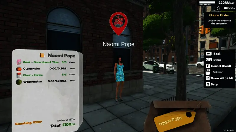 收银台场景,玩家角色手持条码枪准备扫描商品