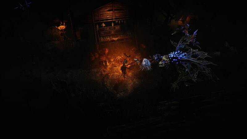 玩家角色身着“荒野拯救者”幻化时装,手持武器,背景为高岭镇废墟