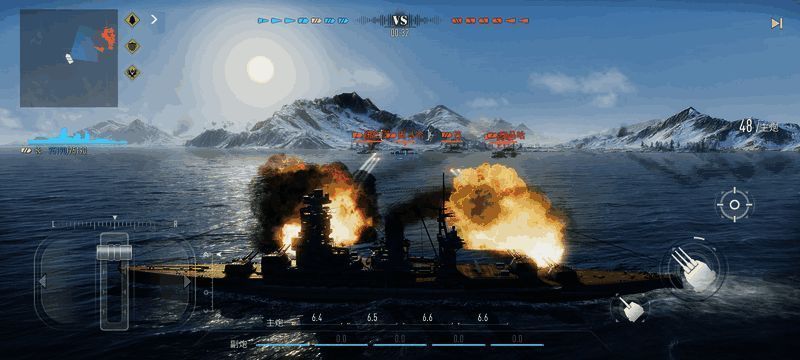 玩家在游戏中亲自操控舰炮进行攻击的场景