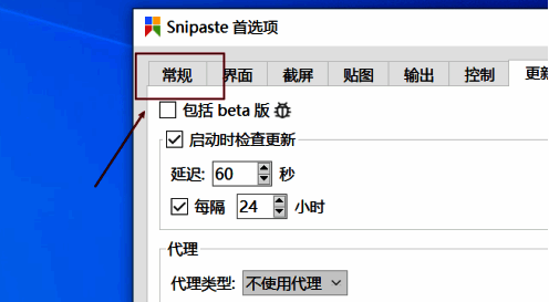 Snipaste常规设置页面展示,日志级别下拉菜单展开